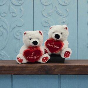 Sweetheart Valentine Bear Plush Gift Stuffed Animals w/ Velvet I Love You Hearts